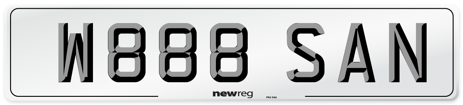 W888 SAN Number Plate from New Reg